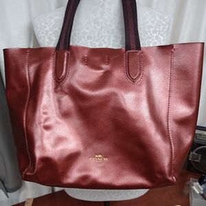 Coach Burgundy Leather Tote Bag